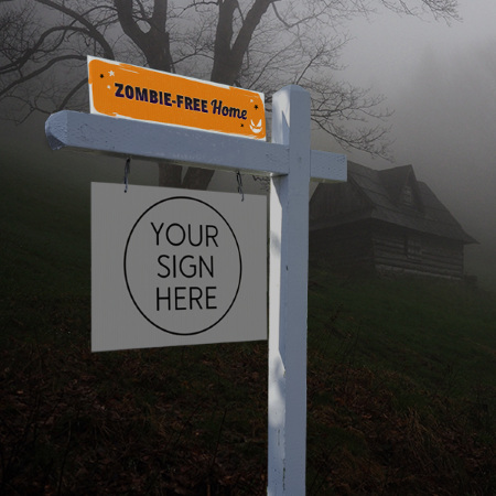 Zombie Free Home - Halloween Sign Rider