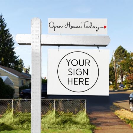 Open House Today - Cursive with Heart - Sign Rider
