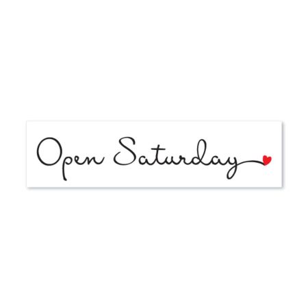 Open Saturday - Cursive with Heart - Sign Rider 1