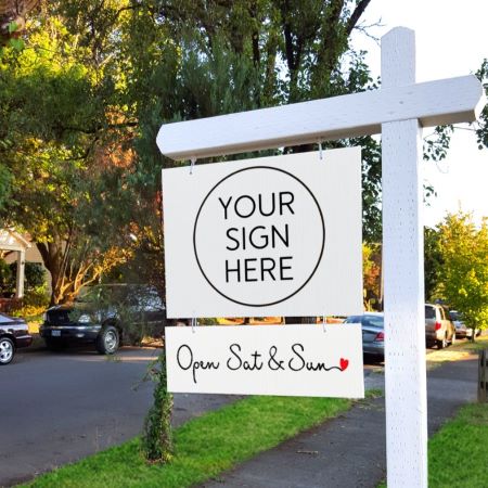 Open Sat & Sun - Cursive with Heart - Sign Rider 2